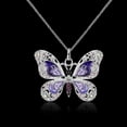 thumbnail image 3 of PPgejGEK Purple Butterfly Pendant Necklace Color Dripping Oil Jewelry Sweater Accessory, 3 of 4