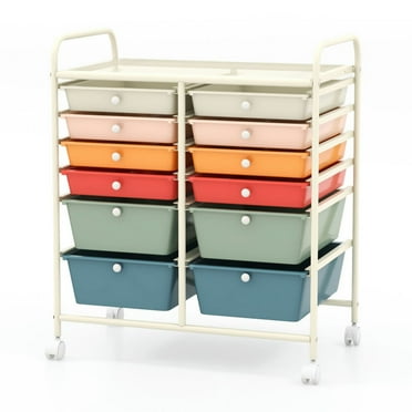 Spaco 12 Drawers Rolling Cart Storage Scrapbook Paper Organizer Bins-Deep Multicolor, Craft Organizers and Storage, Multipurpose Organizer Cart for Home, Office, School