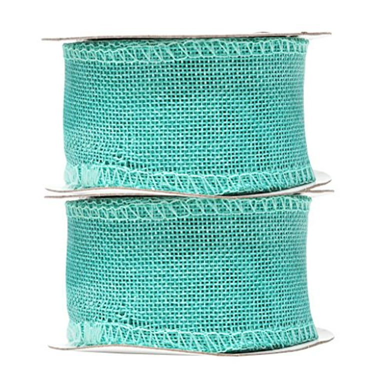 Turquoise Burlap Ribbon 1.5 Inch 2 Rolls 20 Yards Unwired Rustic Jute  Ribbon for Crafts, Mason Jars, Weddings, Party Decoration; by Mandala  Crafts 