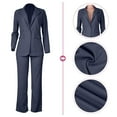 thumbnail image 6 of GILIGEGE Two Piece Sets for Women Womens Fall Fashion 2 Piece Sets Open Front and Slim Fit Pants Suits Set Navy M, 6 of 7