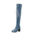 thumbnail image 2 of Wavsuf Womens Dress Shoes Winter Knee High Blue Boots Size 42, 2 of 9