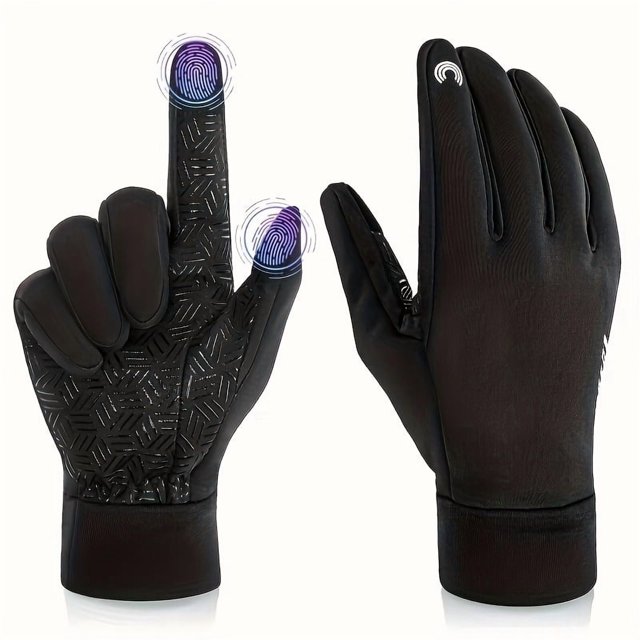 Dsseng RIGWARL 1 Pair Winter Cycling Gloves Windproof Gloves Outdoor Gloves Two-finger Touch Screen Non-slip Silicone With Reflective Strip For Men Women