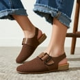 thumbnail image 2 of Women's Cushioned Genuine Leather Perforated Slingback Buckle Comfort Clogs Cork Footbed, 2 of 6