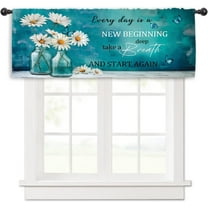 Daisy Farmhouse Rustic Kitchen Curtain Valance 54W x 18H Rod Pocket Teal Quotes Inspirational Motivational Positive Window Treatment for Living Room Bedroom Bathroom