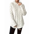 thumbnail image 3 of Women'S Solid Color Long Sleeve Hooded Jacquard Sweatshirt Jacket Slim Fit Drawstring Plush Sweatshirt White M, 3 of 8