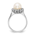 thumbnail image 2 of 14K White Gold Ring Band Pearl Diamond Round Freshwater, Size 8, 2 of 5