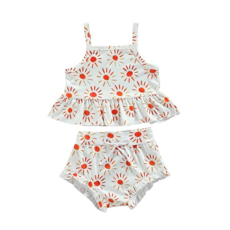 

Livingsenburg Infant Baby Girl Summer Sleeveless Halter Top Floral Shorts Outfit