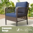 thumbnail image 2 of POTEBAN 4-Piece Wicker Outdoor Patio Conversation Set with Coffee Table, Brown Rattan Sofa Set for Balcony, Porch, Backyard, Blue, 2 of 9