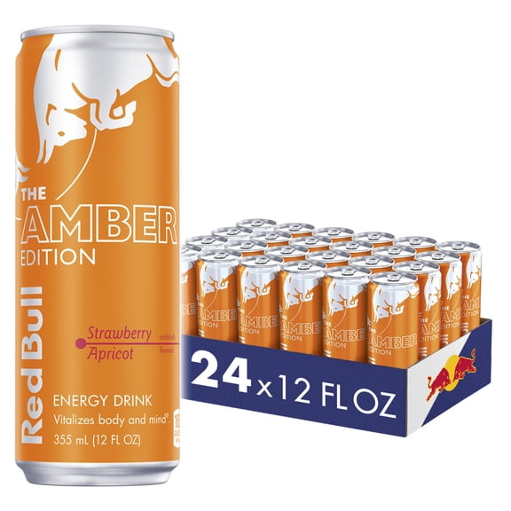 Red Bull Amber Edition Strawberry Apricot Energy Drink, 12 fl. oz., Pack of 24 Cans