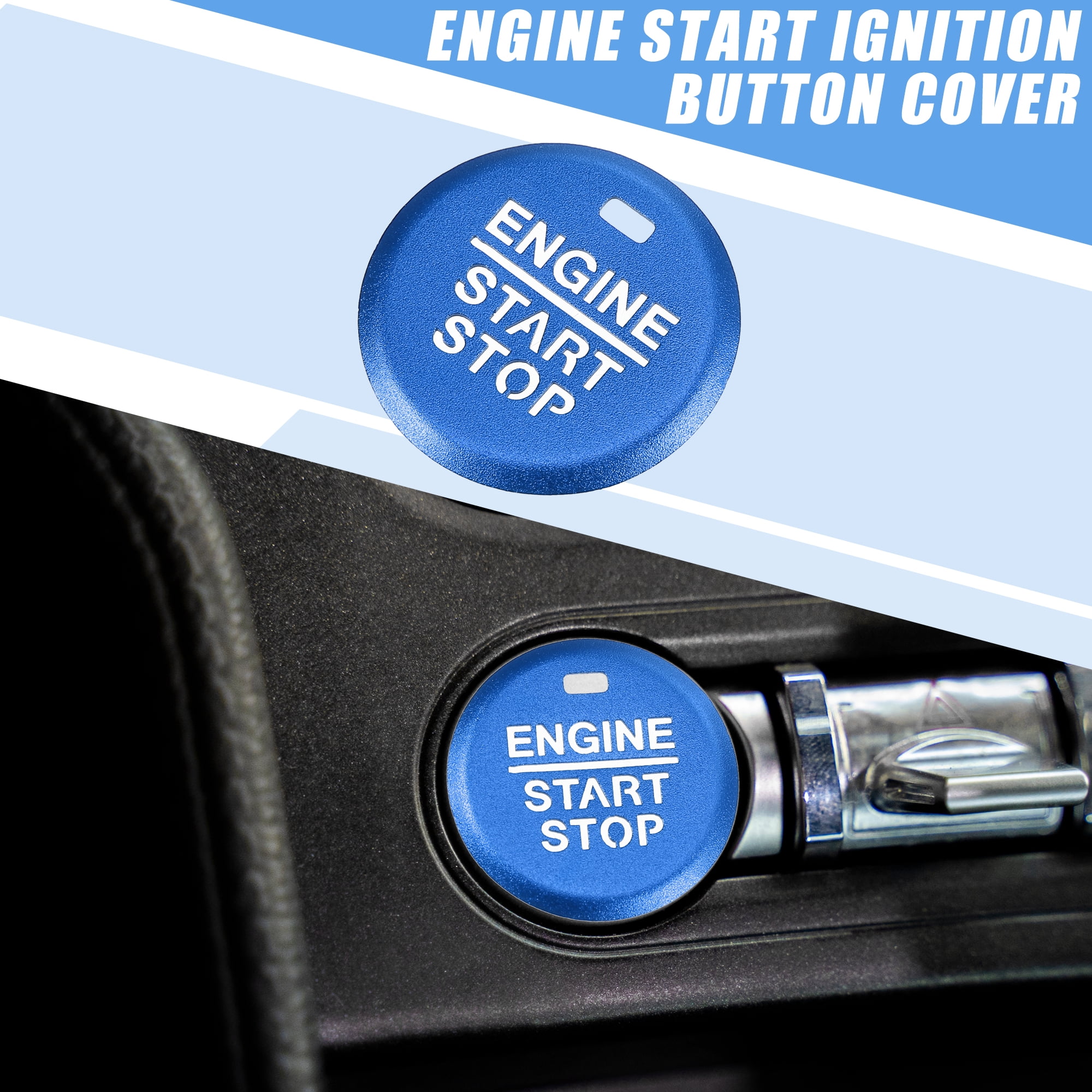 Unique Bargains Engine Start Stop Ignition Cover for Ford for Mustang 2015-2021 Blue
