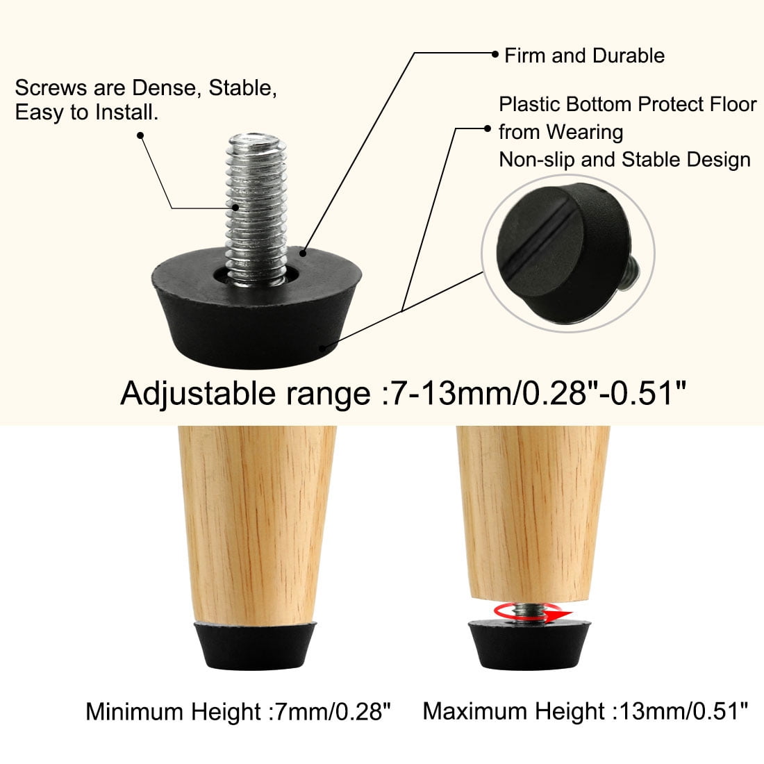 Unique Bargains M6 x 13 x 20mm Adjustable Leveling Feet Floor Protector