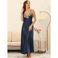 thumbnail image 2 of Unique Bargains Womens Satin Sleeveless Nigthgown Lace Sleep Dress Sleepwear Pajama Dress, 2 of 5