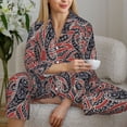 thumbnail image 6 of Pajamas for Women Set - Paisley Pattern No.90105 Comfy Long Sleeve Button Up Pajama Sets for Women 2 Piece, Soft Sleepwear Nightwear Pjs Lounge Sets for Women with Pockets, 6 of 6