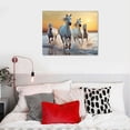 thumbnail image 4 of JEUXUS Beach Horse Canvas Wall Art: White Elegant Equines Photo Prints Graceful Seaside Animals Office Painting Ocean Steeds Running Picture Coastal Wildlife Galloping Artwork for Bedroom Bathroom, 4 of 4