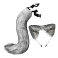 thumbnail image 3 of Diadema con orejas y cola de gato y zorro para disfraz de carnaval o cumpleaños Gris, 3 of 9