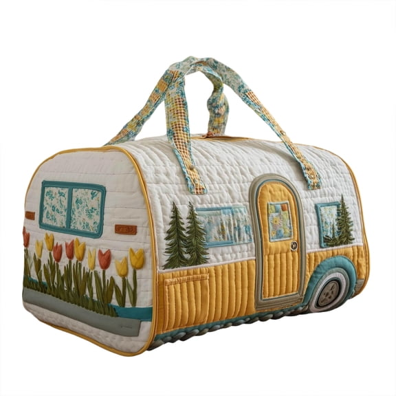 Vintage Patchwork Print Travel Duffel Bag Large Capacity Weekender Tote Shoulder Bag with Adjustable Strap
