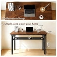 thumbnail image 4 of HDOFM 31.5 Inch Folding Computer Desk - Portable Activity Table Conference Table Home Office Desk, Attached storage rack,No Assembly,Teak, 4 of 7