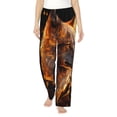 thumbnail image 1 of Fotbe Gold Flame Pattern Wolf Pantalones de Pijama para Mujer, Pantalones de Dormir, Pantalones Pj con Cordón y Bolsillos-3X-Large, 1 of 6