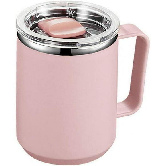 Stainless Steel Coffee Cup 304 Insulted Insulation Cup With Vacuum Insulation With Handle Cover For 16oz / 450ml (pink) Outdoor House Desktop (pink) -Bomveson