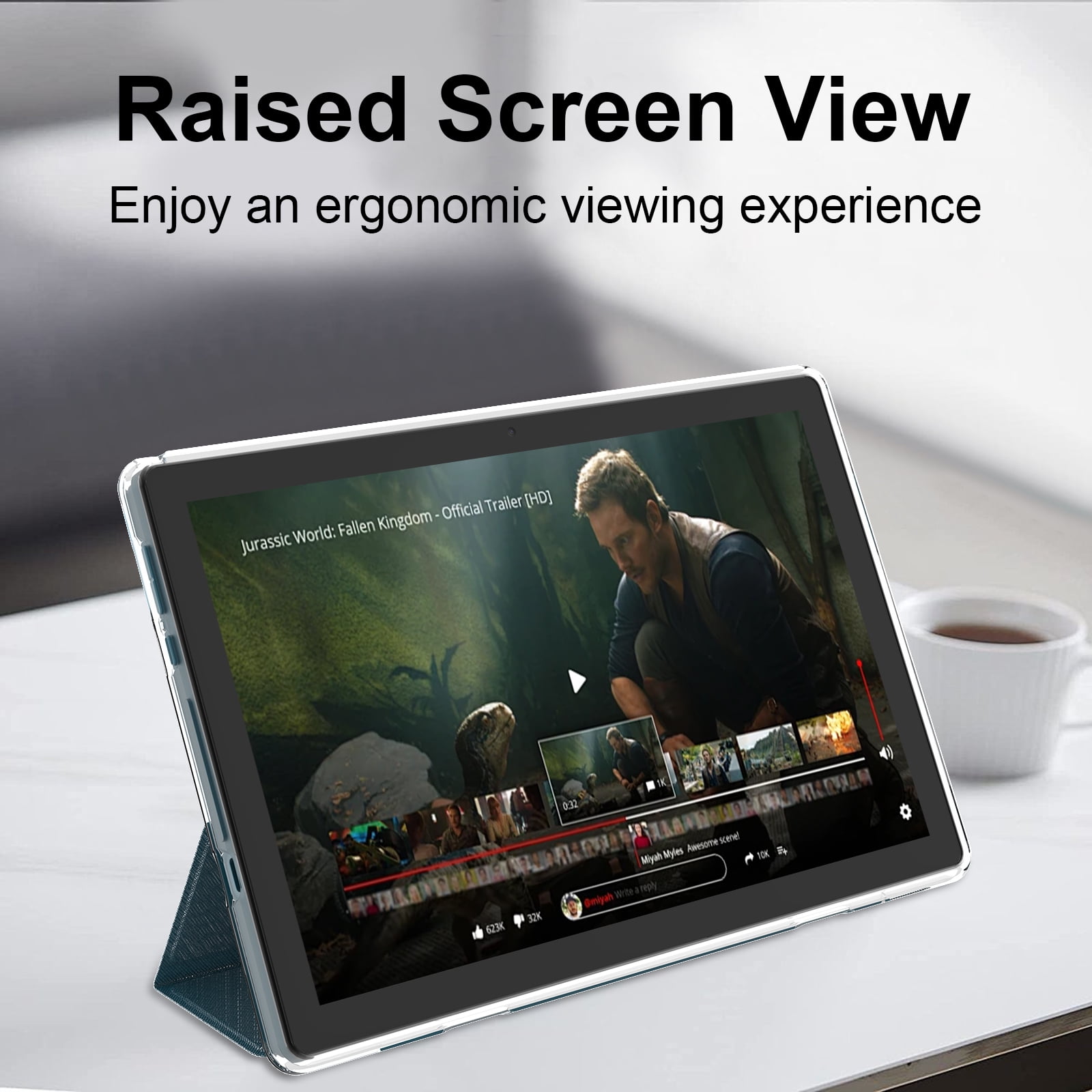Android 15 Tablet with Case, 10 inch Tablets, 12GB RAM 64GB ROM 1TB Expand, 2.0Ghz Quad-Core Tablet PC, 5G WiFi, Bluetooth 5.0, 6000mAh Battery, 1280x800 FHD Screen, 2MP+8MP Dual Cameras, GMS, Navy
