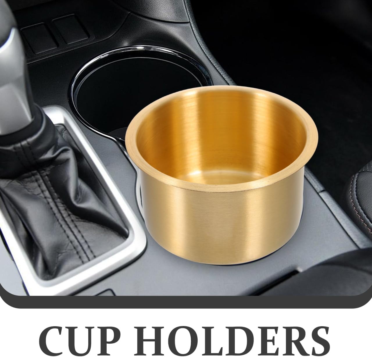 ABCISI 2pcs Copper Cup Holders for Storage, Stainless Steel with Brass Plating, Universal Drink Holders Fit Rvs Boats Cars and Trucks, 4.01 X 4.01 X 4.33 Inch, Gold