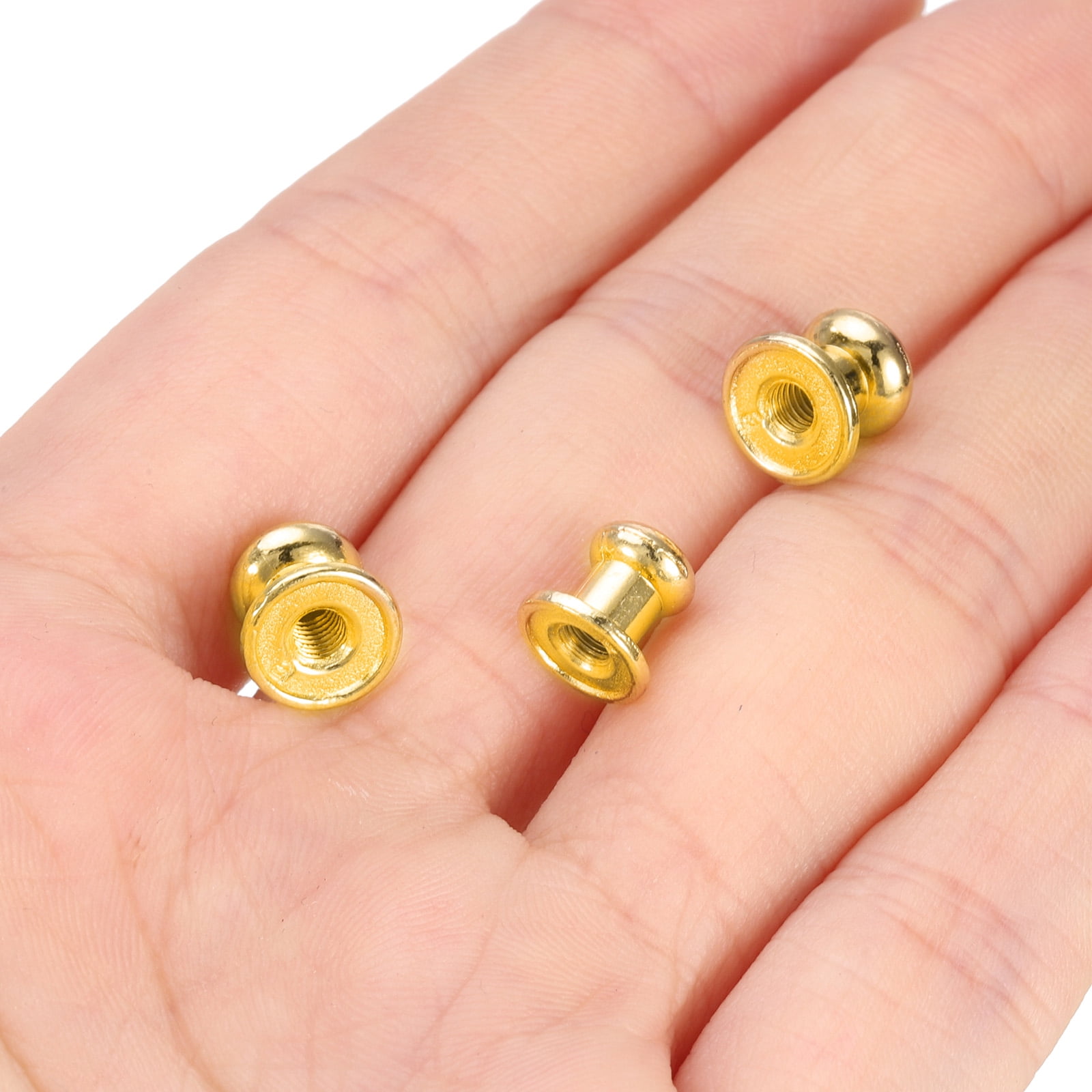 Unique Bargains Mini Round Knobs Small Drawer Pulls for Cabinets 0.23" x 0.3" Gold