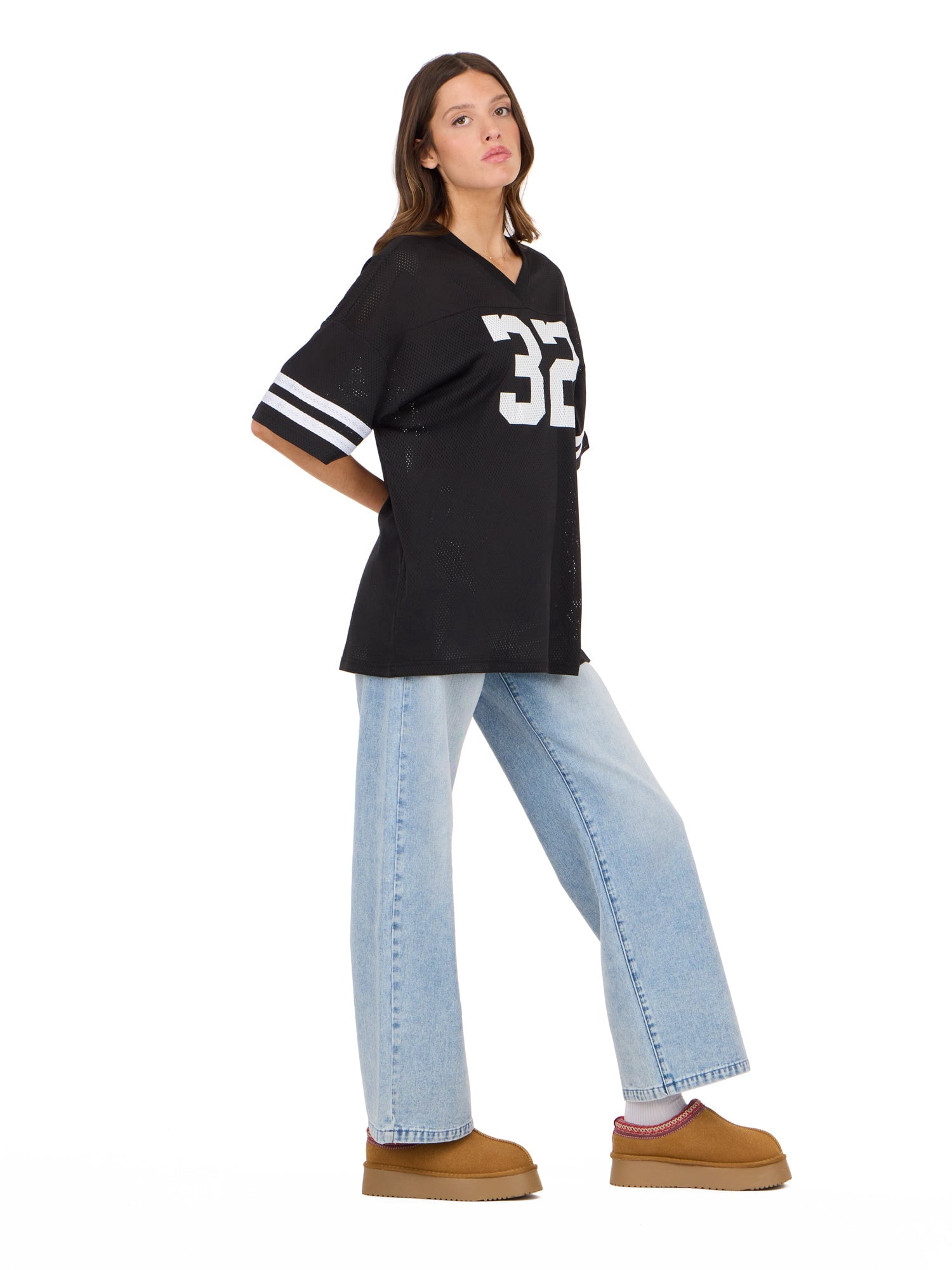 Forever 21 Women's Mesh Oversized Football Tee with Screened Detail, Sizes XS-XL