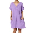thumbnail image 1 of Robe Mini Babydoll en Gaze de Coton à Manches Courtes Col en V Décontractée pour Femmes, 1 of 7