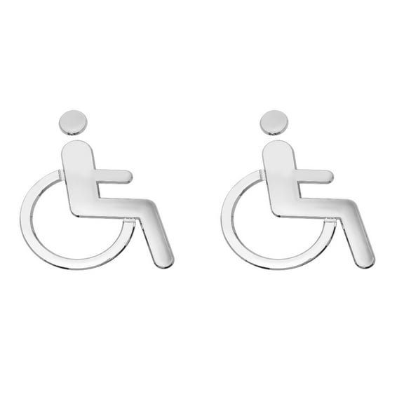 2 Count Disabled Sign Handicap Wheelchair Disability Silver