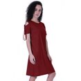 thumbnail image 2 of Moomaya Cold Shoulder T-shirt Dress Round Neck Casual Knee Length Summer Dresses For Womens, 2 of 7