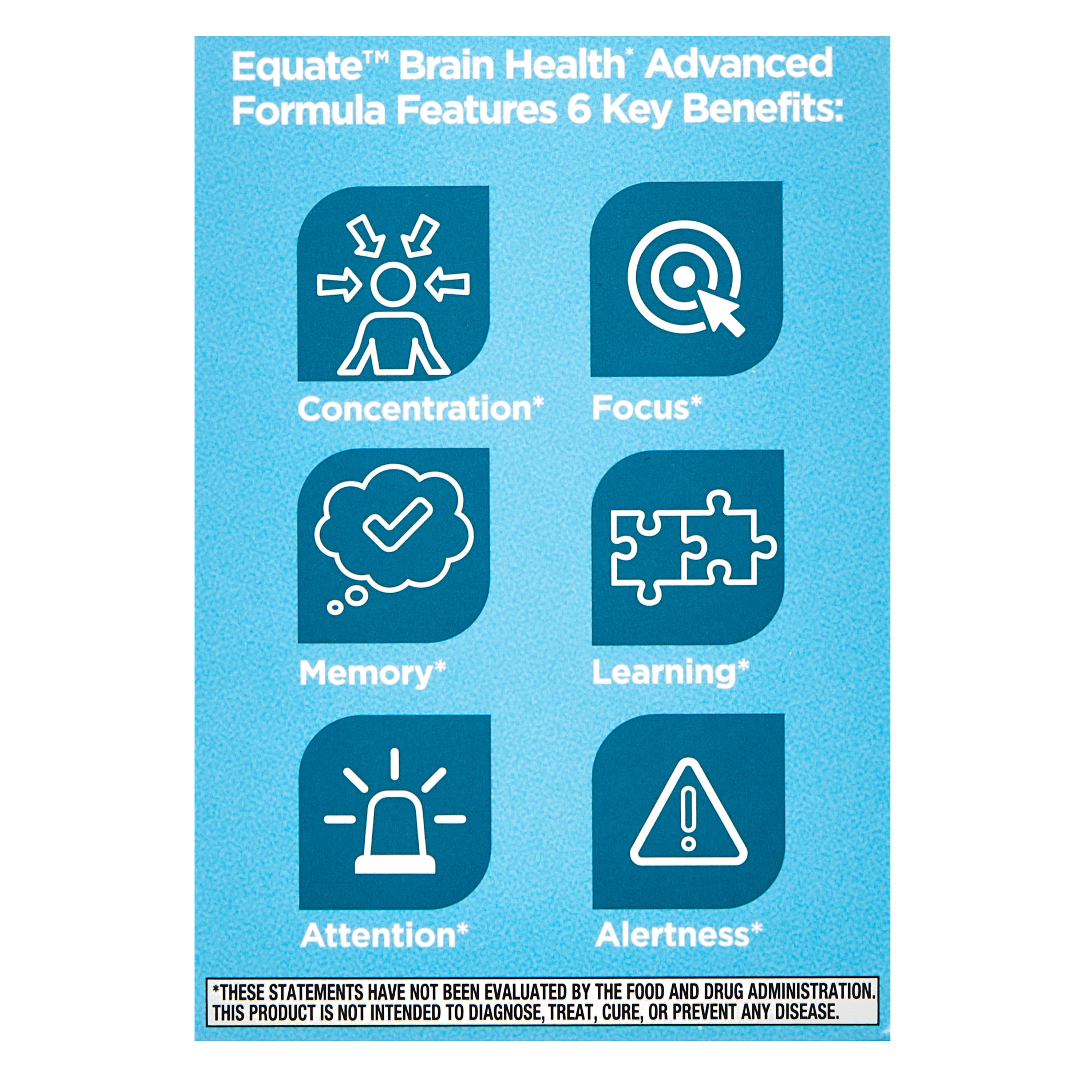 (4 pack) Equate Brain Health Advanced 6 Function Formula Dietary Supplement Capsules, 30 Count, Compare to Neuriva® Plus Capsules