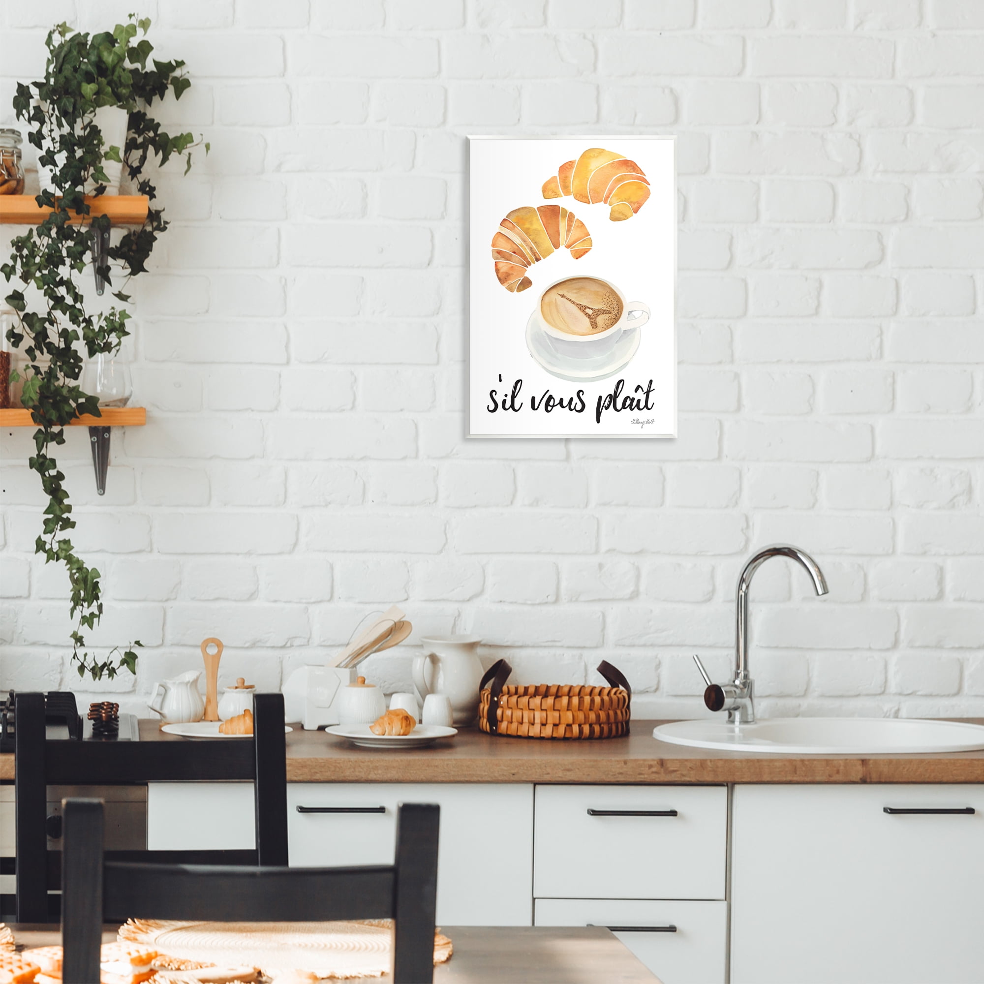 Stupell Industries Paris Croissant and Coffee Wall Plaque Art, design by Hillary Holt