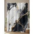 thumbnail image 4 of Fsddascl Marble Black Shower Curtain Set - Small 36" x 72" Washable Bathtub Curtain with 12 Hooks, Abstract Gold White Brick Stone Motif Waterproof Fabric Stall Shower Curtains for Bathroom/Bathtub, 4 of 6