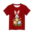 thumbnail image 5 of Yxbdin Easter Shirts for Kids Loose Bunny Short Sleeve Shirt Funny Easter Eggs Graphic Blouses Cute Girls Festival Outfits Summer Tops Red 3-4Years, 5 of 5
