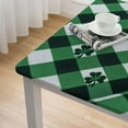 thumbnail image 5 of BANET St Patrick's Day Checkered Fabric Square Table Cloth-Polyester , Table Cover Protector for Party, , Dinner Decoration Use, Green &amp; White 46*46, 5 of 8