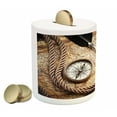 thumbnail image 2 of Compass Piggy Bank, Vintage Navigation Voyage Theme Lifestyle Image with Sextant and Compass Discovery Tools, Ceramic Coin Bank Money Box for Cash Saving, 3.6" X 3.2", Cream, by Ambesonne, 2 of 4