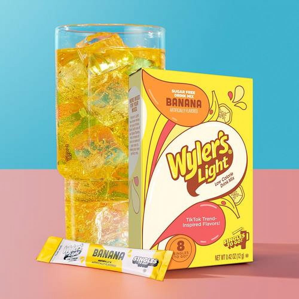 Wylers Light Singles To Go Powder Packets, Water Drink Mix, Watertok Banana, 96 Servings, 8 Count X Pack Of 12 Packaging May Vary