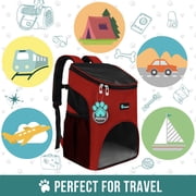 PetAmi Cat Backpack Carrier, Airline Approved Pet Carrier Backpack for Small Dogs and Large Cats, Soft Sided Collapsible Ventilated with Sherpa Bed for Hiking Travel, Max 18 lbs, Red