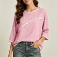 thumbnail image 2 of Jinhomg Ladies 3/4 Sleeve Blouses Cotton Blend Tops with Frayed Edge Lightweight Business Casual Summer Outfits for Women 2026 Pink,M, 2 of 9