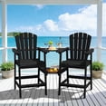 thumbnail image 6 of LOYALICE Tall Plastic Adirondack Chair Set of 2 W/ Outdoor Barstools and Connecting Tray, Black, 6 of 11