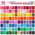 thumbnail image 3 of 3250pcs Pony Beads Set, Friendship Bracelet Kit Kandi Beads 2400pcs Rainbow Beads in 96 Colors, 800pcs Letter and Heart Beads with 20 Meter Elastic Threads for Jewelry Necklace Making, 3 of 7