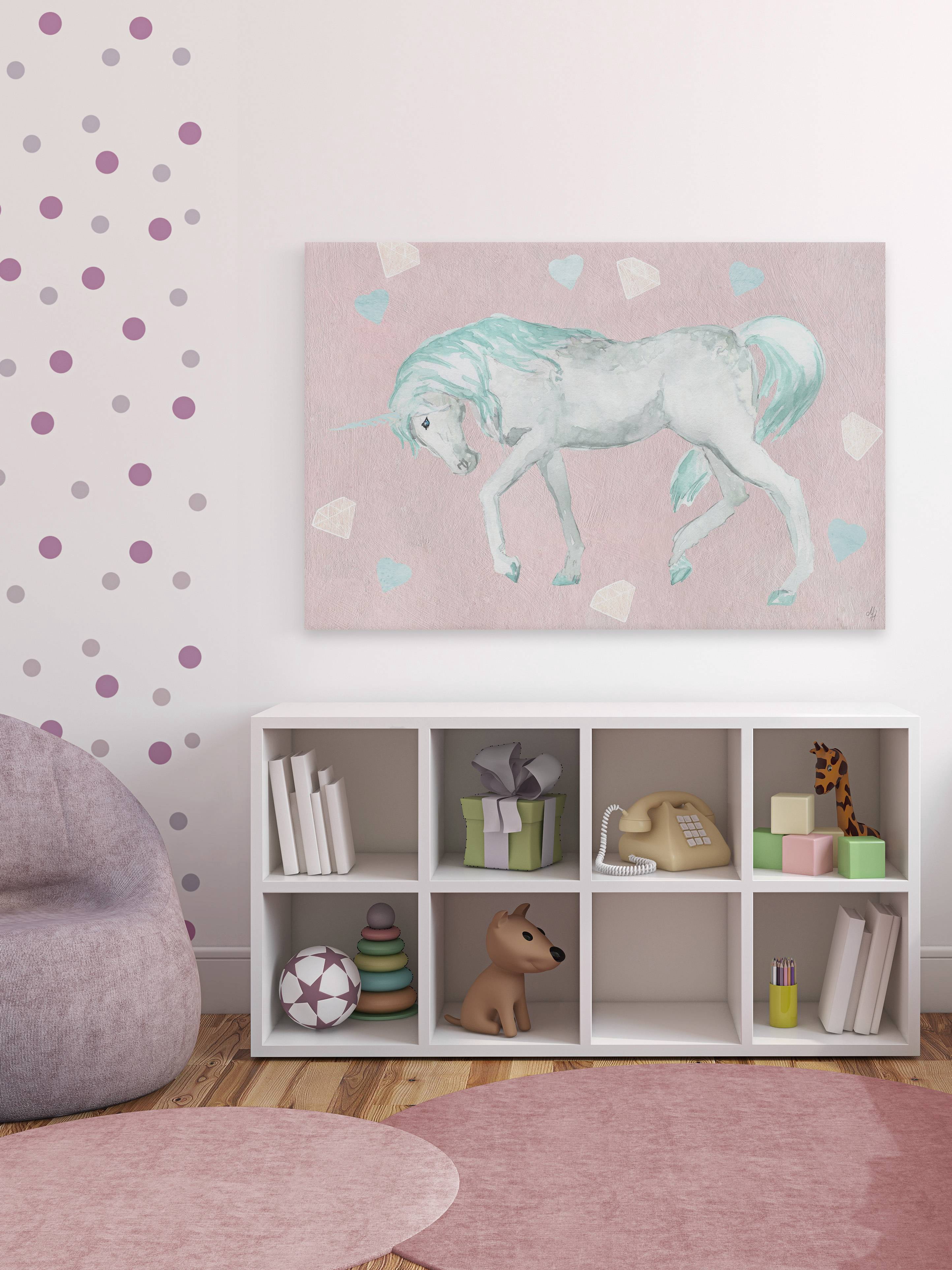 Marmont Hill Green Pastel Unicorn Canvas Wall Art