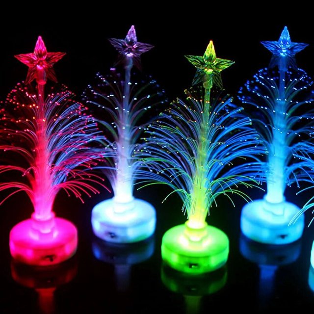 New Colored Fiber Optic LED Light-up Mini Christmas Tree with Top Star Battery Powered SCI88