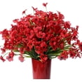 thumbnail image 2 of 10 Bundles Artificial Flowers for Outdoor Decoration, Plastic Greenery Shrubs Spring Summer Decoration UV Resistant Faux Outdoor Plants Fake Flowers Planter Home Garden Decor Red, 2 of 7