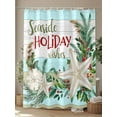 thumbnail image 4 of Christmas Starfish Ocean Shower Curtain Set, Waterproof Shower Curtains for Bathroom, Coastal Tropical Plants Wood Washable Fabric Cloth Bath Curtain for Bathtub Decoration with Hooks 66x72 Inches, 4 of 6