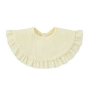Solid Color Burp Cloth Large Feeding Bib Baby Boys Girls Ruffle Bib Neck Scarf G99C Beige