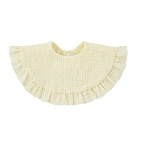 Solid Color Burp Cloth Large Feeding Bib Baby Boys Girls Ruffle Bib Neck Scarf G99C Beige