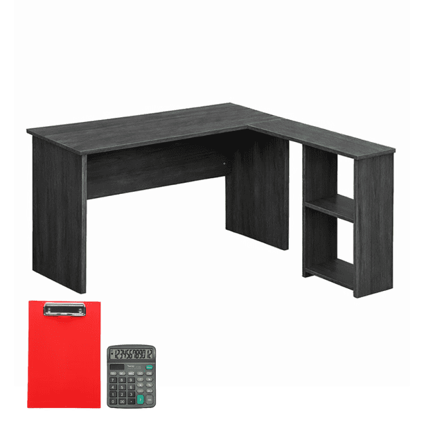 Escritorio Esquinero (L) ISTO PARA TI Homeoffice Estudiantil color Gris material MDP. Incluye tabla porta papel y calculadora