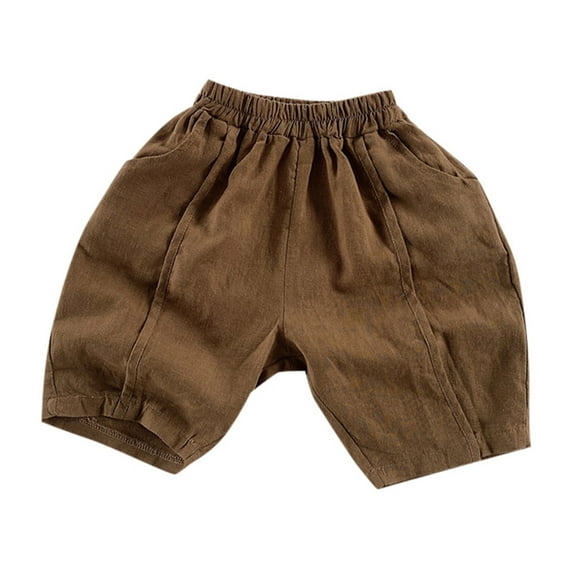 SonxaHe Infant Boy Shorts Stretch Waist Casual Shorts Children Summer Breathable Thin Five Quarter Pants Brown,Sized 18-24 M