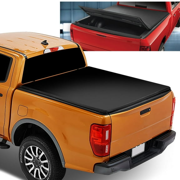 DNA Motoring Soft Folding Tri-Fold Tonneau Cover for 2019-2023 Ford Ranger 5' Ft Short Bed